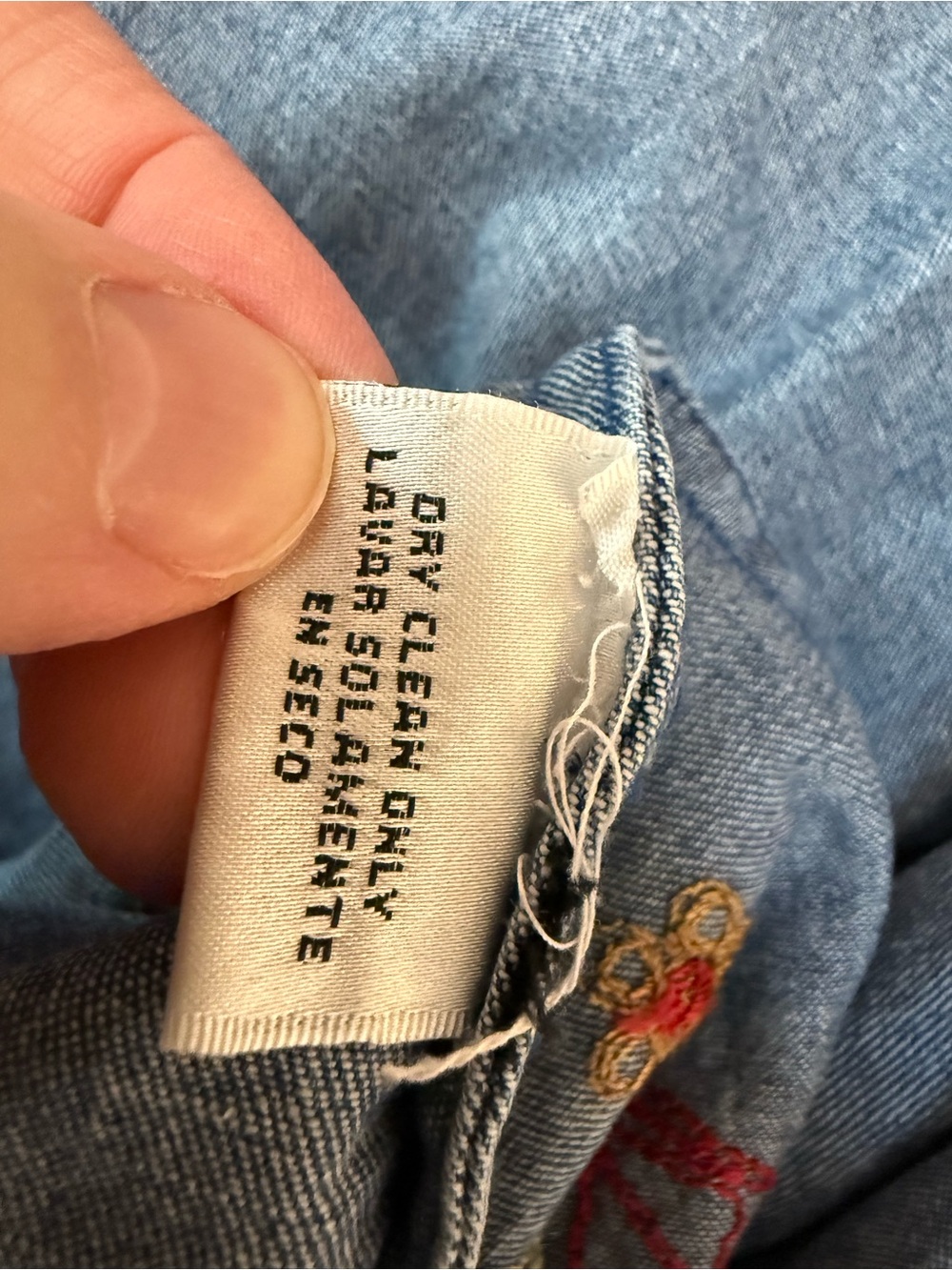 Embroidered Blue Denim Button-Down Vest - Picture 8 of 8